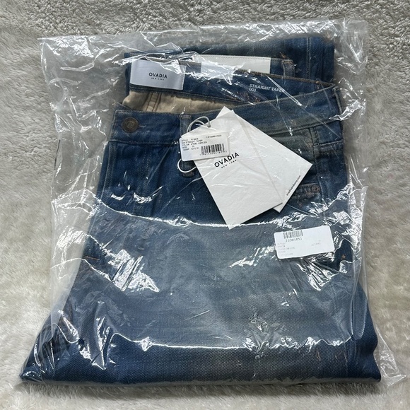 Ovadia & Sons New York Men's Straight Taper Jeans Blue/Tan Denim Size 33 NWT - Picture 9 of 9